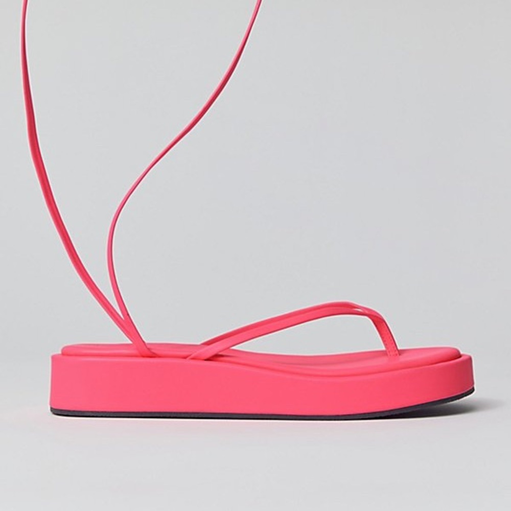 Urban Outfitters Pink Platform Lace-Up Sandals